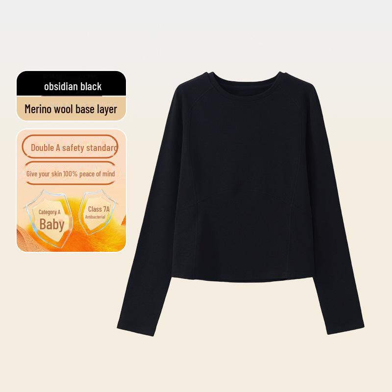 Women's Merino Wool Velvet Bottoming Shirt - Antibacterial Autumn Top