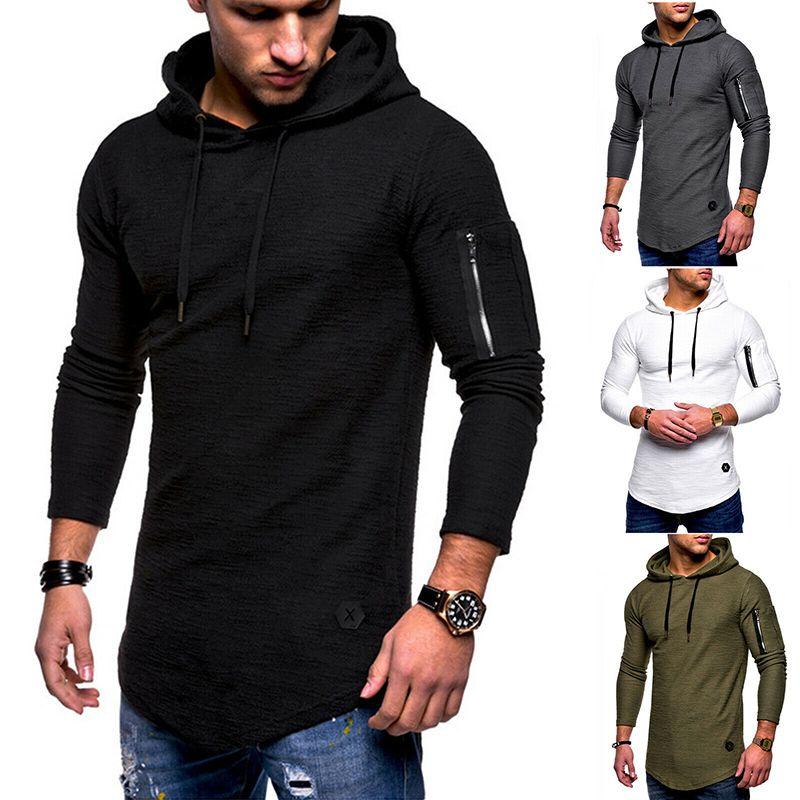 Мужская толстовка Slim Fit для спортзала со шнурком и молнией на рукаве для максимального стиля
