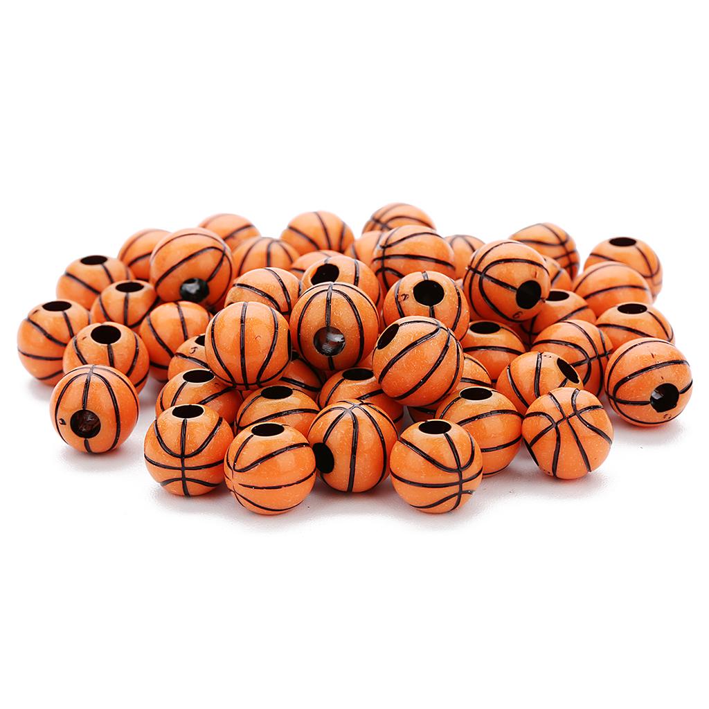 Wholesale Acrylic Football Beads Basketball Soccer Ball Charms Round Loose Beads With Hole Bracelets Jewelry Making Supplies