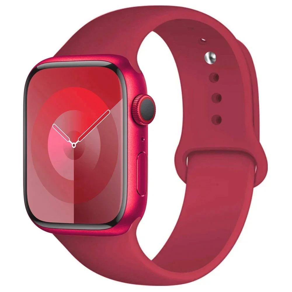 Силиконовый ремешок для Apple Watch Band 44 мм 40 мм 45 мм 41 мм 49 мм 42 мм 45 44 мм браслет iwatch series 7 se 3 5 6 8 9 Ultra 2 ремешки