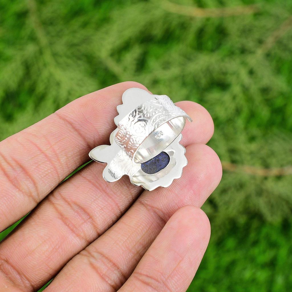 Mothers Day Sale Sterling Silver Lapis Lazuli Gemstone Solitaire Ring Jewelry