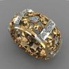 New Two-Tone Electroplated Zircon Ring with Hollowed-Out Pattern - European and American Fashion Jewelry