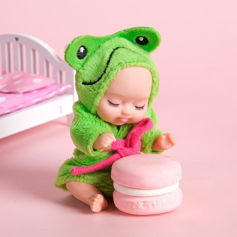 3.5in Bionic Sleeping Doll Palm Reborn Frog Dog Bear Bjd Cute Animal Adjustable Joints Comfort Girls Toys Pajama Clothing Change