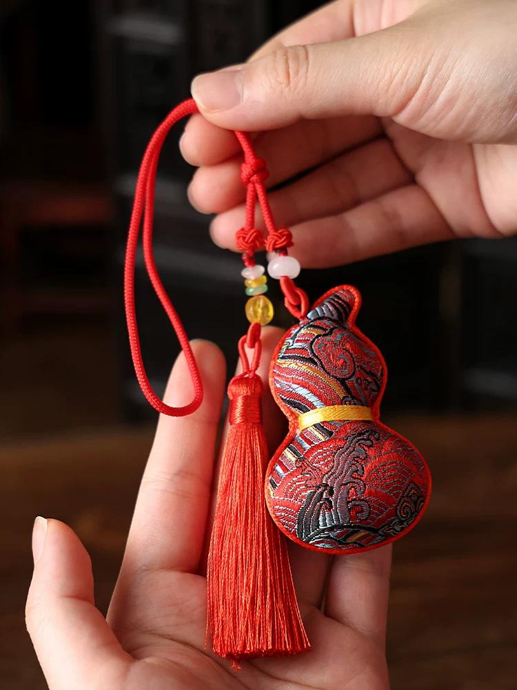 Country Chinese Ancient Style Dragon Boat Festival Fu Lu Gourd Sachet Perfume Bag Car Pendant Pendant Small Gift Embroider Birth Year Pouch