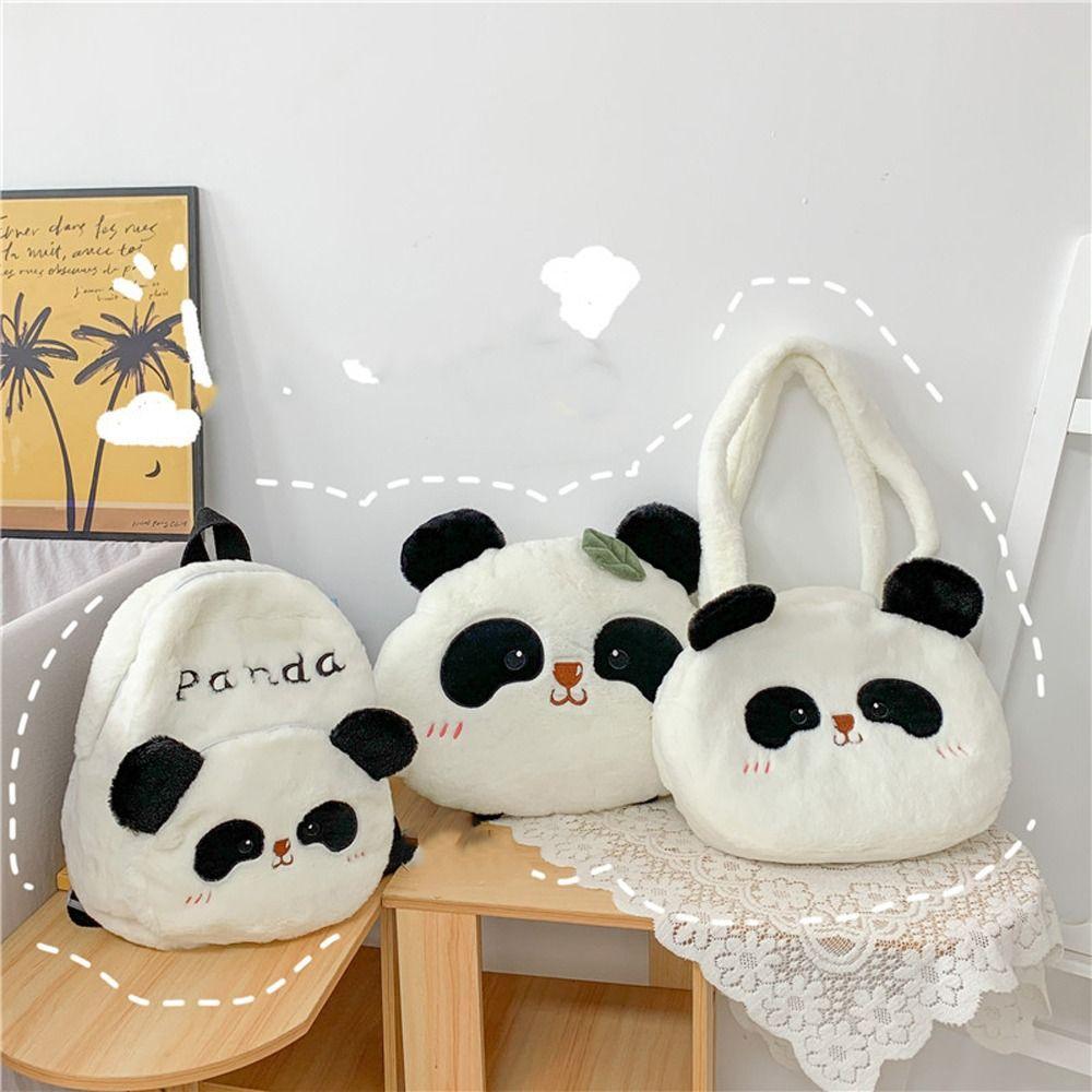 Korean Style Students School Bag Plush Cartoon Messaage Bag Cute Panda Backpack Travel