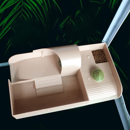 Платформа для купания черепах с корытом для еды. Лестница для подъема. Домик. Пандус для черепахи.