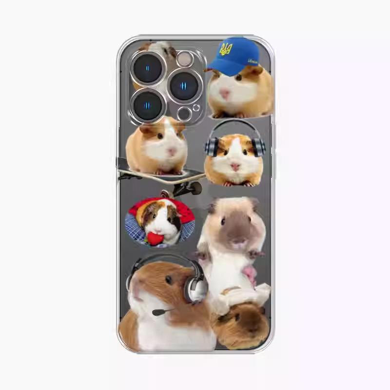Модный простой INS Милый Чехол-Морская свинка для iPhone 16 Pro 15 14 13 12 11 Promax Plus Высококачественный Прозрачный Мягкий Чехол из ТПУ
