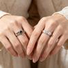Black White Promise Rings Matching Engagement Wedding Bands Stainless Steel Adjustable Jewelry for Her Him, Valentine's Birthday
