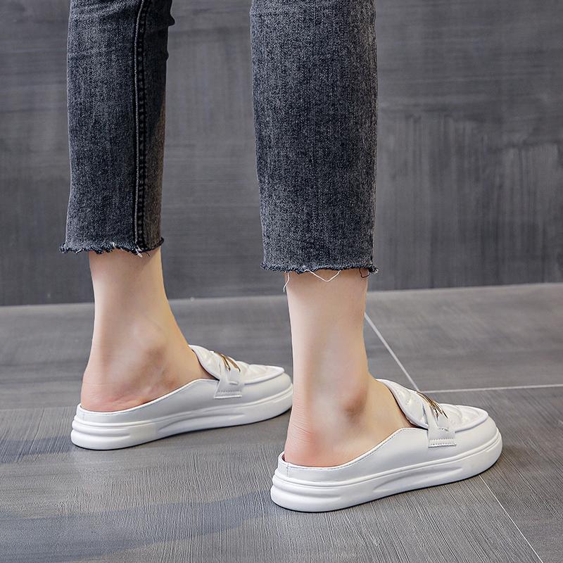 Женские мюли, белые сандалии, удобные модные дизайнерские тапочки на плоской подошве, летние новинки 2024 года, роскошные тапочки для женщин