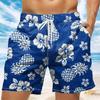 Мужские плавки-шорты с ананасами и тропическими цветами Board Shorts Средняя посадка Тропический уличный стиль Гавайские каникулы