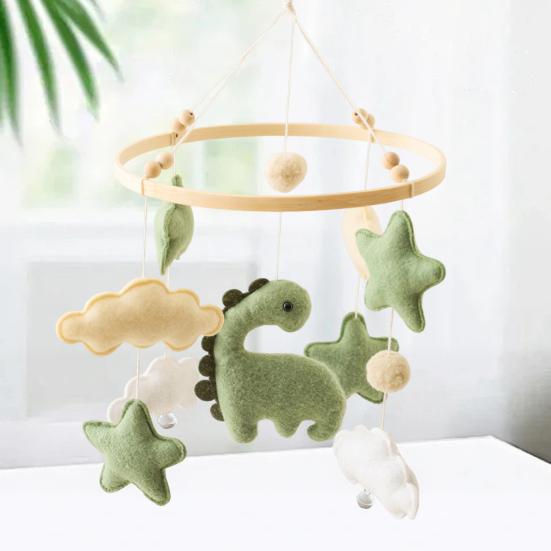 Детский мобиль на кроватку Динозавр Облако Звезды Декор для детской комнаты Ручная работа Фетр Подвесной колокольчик для новорожденных Мальчиков Девочек