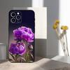 Pink Purple Peony Elegant For iPhone 12,14,13,15,8,7,16,11,17,X,Mini,Plus,Pro,XR,SE,XS,Max,Soft Silicone Black Case