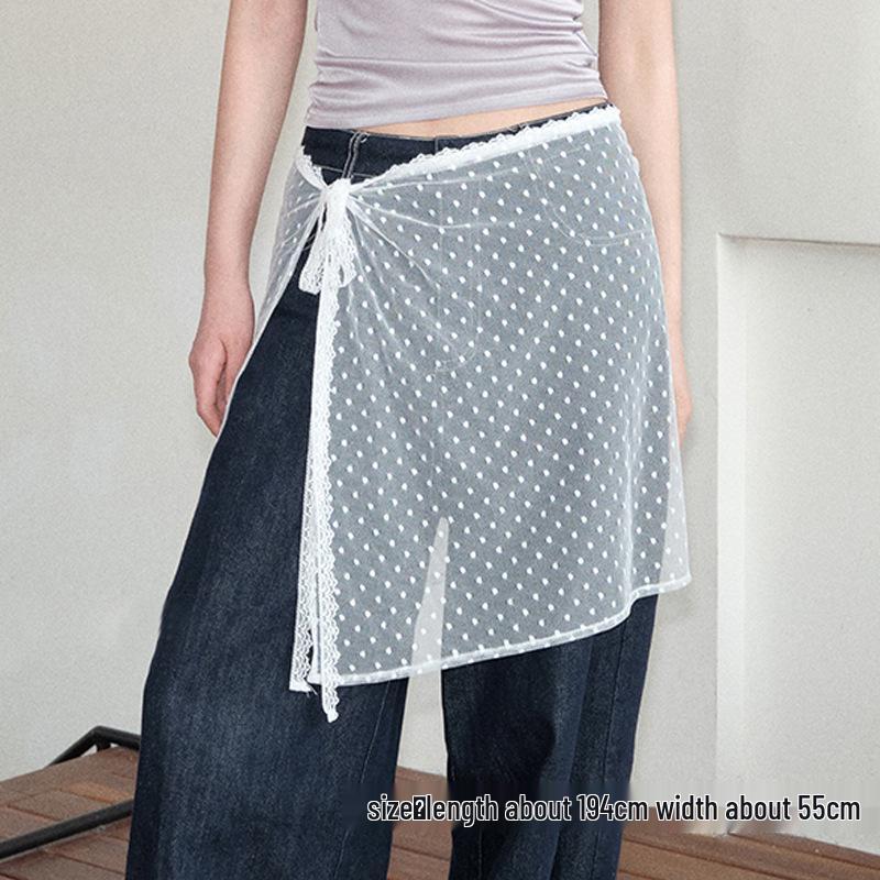 Women's Ballet Lace Trim Skirt with Peplum Waistband and Triangle Scarf Accessory (2025 Style)