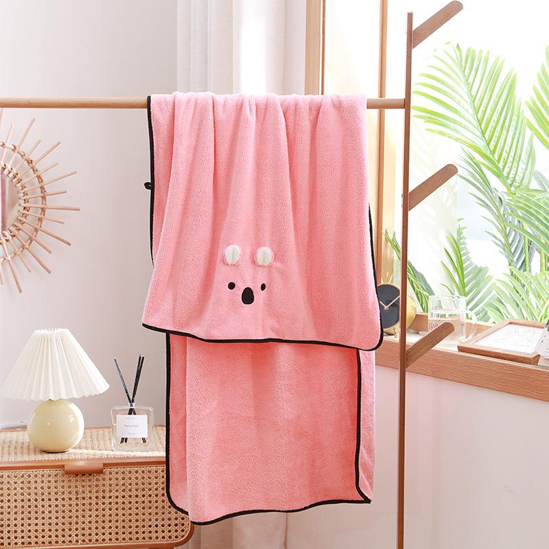 Быстросохнущее полотенце для купания с милым мультяшным принтом для младенцев - мягкое, впитывающее, толстое, коралловый флис