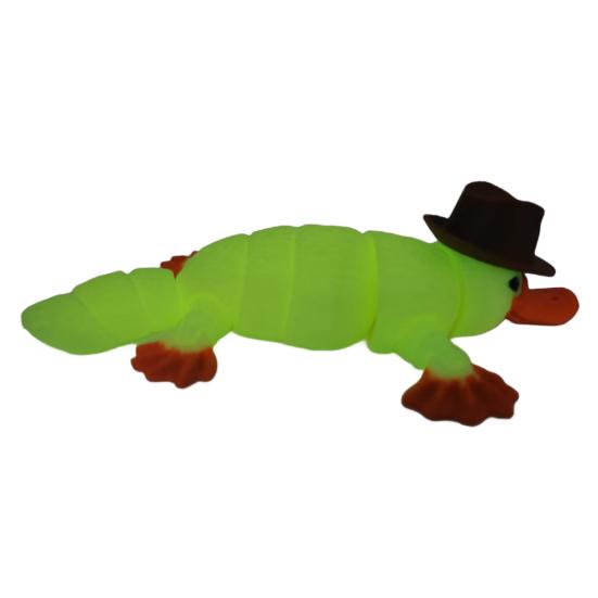 3D Printed Platypus Articulated Flexible Animal Stress Relief Toy Platypus Wearing Hat Desktop Pet Fidget Toy for Home Office Decoration