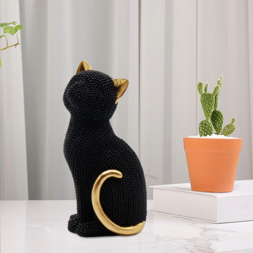 Cat Statue Collectible Tabletop Ornament for Living Room New Year Office