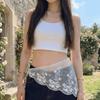 White Lace Triangle Belt Elegant Belted Overlap Scarf Niche Korean Lace Apron  Party