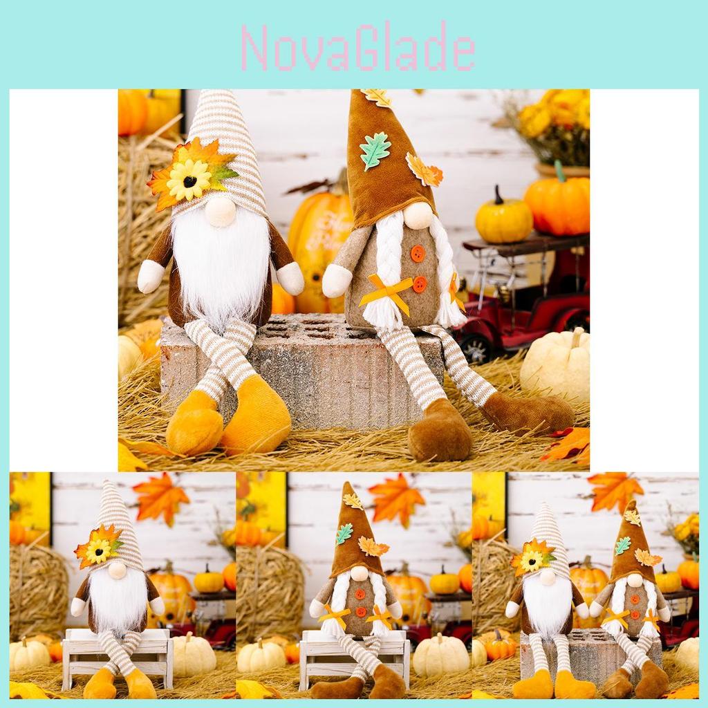 Adorable Harvest Festival Rudolf Plush Doll With Fall Leaf Hat For Autumn Decor