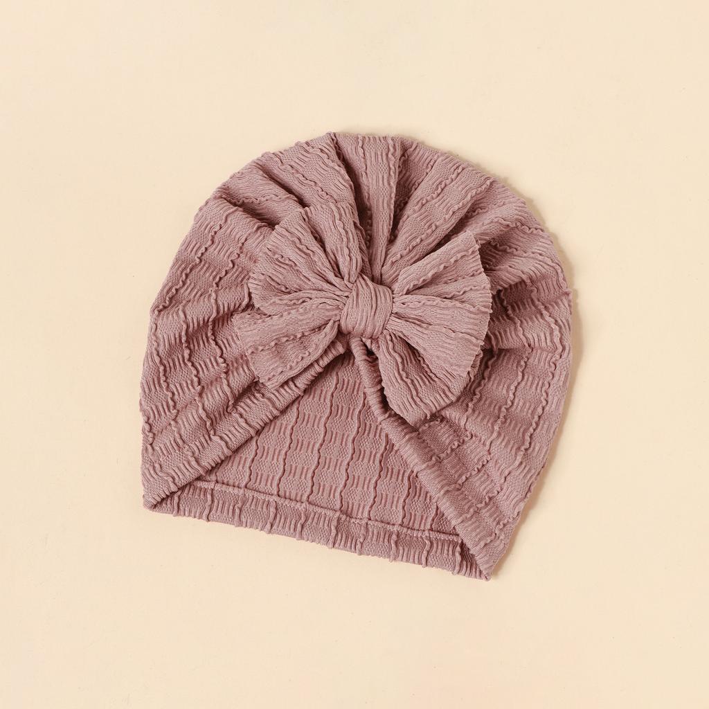 INS Style Baby Kids Headwear with Bow - Stretchy Elastic Newborn Jacquard Bonnet Hat Infant Turban Cap for Girls Boys 0-2 Years Old