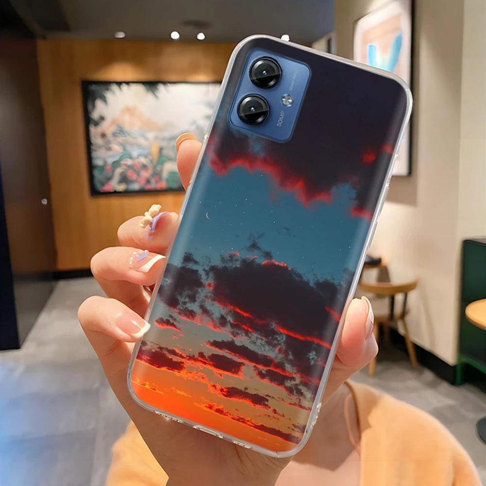 Для Motorola Moto G14 4G Чехол Накладка на телефон Высококачественный Прозрачный Силикон Funda Для Moto G14 4G Полная Защита Задние Крышки Coque