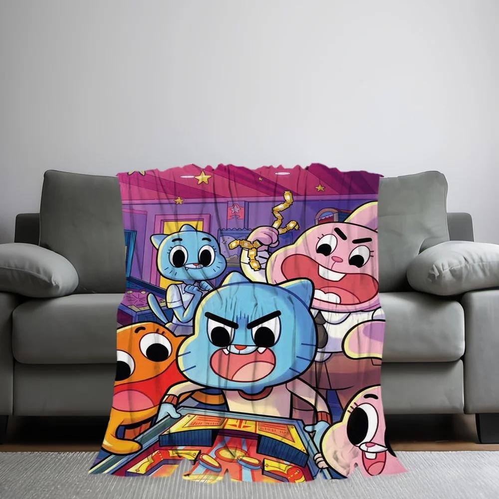 Удивительный мир G-Gumball Одеяло Приятный к коже комфорт теплое мягкое плюшевое одеяло подходит для дивана гостиной офиса спальни