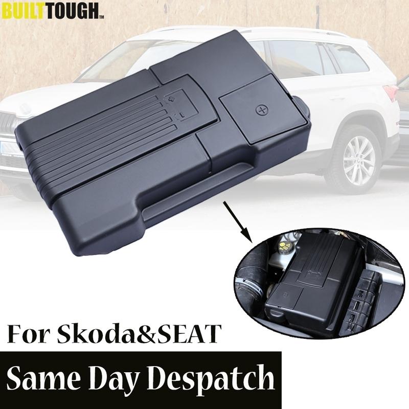 For Skoda Karoq Kodiaq Superb Octavia Mk3 SEAT Leon Mk3 Engine Battery Cover Positive Negative Electrode Dustproof Shell Cap