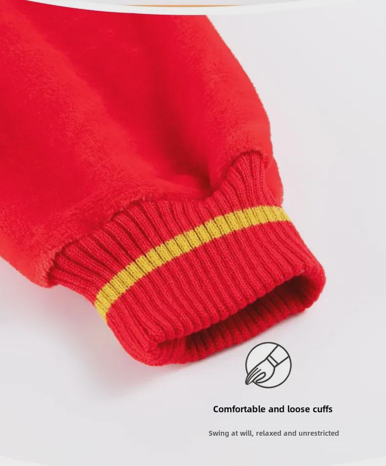 Красная праздничная зимняя свадебная пижама для пары с застежкой-молнией - Длинные волосы, коралловый флис