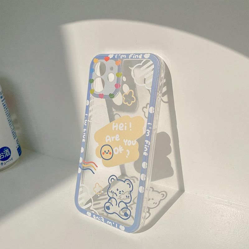 Прозрачный чехол для телефона с изображением медведя из картона для Iphone 14 Plus 13 12 11 Pro Xs Max X Xr 7 8 Se2 Se3, противоударный мягкий силиконовый чехол