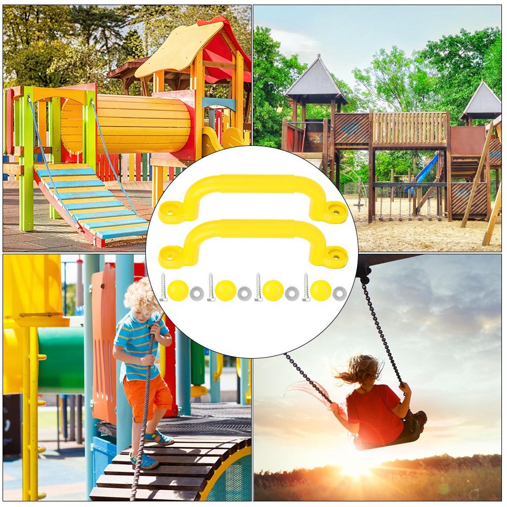 A Pair of Plastic Kids Children Playground Safety Non Slip Handle Swing Toy Accessories(Yellow)