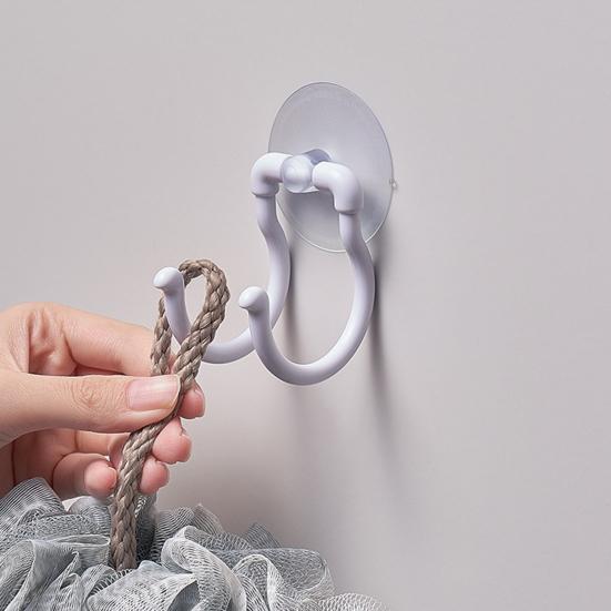 Yousheng Крючок на присоске с 2 крючками Вешалка для полотенец Настенный крючок без сверления Крючок для ванной комнаты и кухни для одежды, полотенец для рук, банных халатов, мочалки