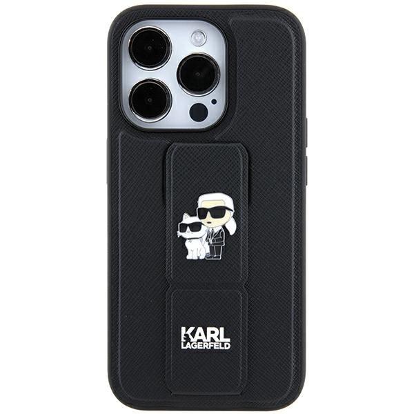 Karl Lagerfeld Gripstand Saffiano Karl&Choupette Pins Case For Iphone 11 / Xr - Black