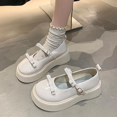 Мода Женские Дерби Туфли Сабо Платформа Женская Обувь Белые Кроссовки Мелкий Вырез Осень Кожаные Криперы Платье Осень Лето Новинка