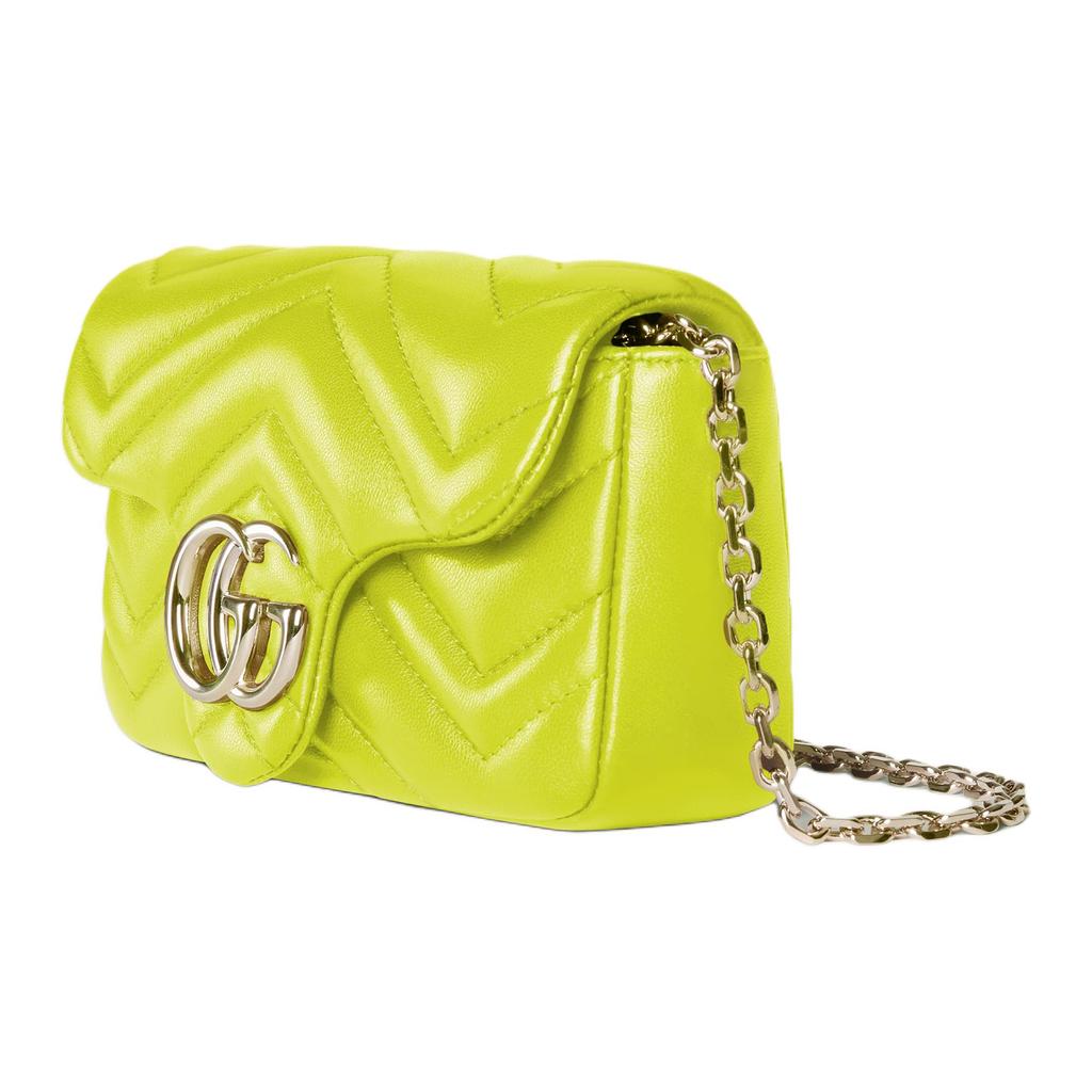Gucci GG Marmont Double G Logo Chain Shoulder Bag Mini Women shoulder bag Bright-Green 841290-AAFAY-3520