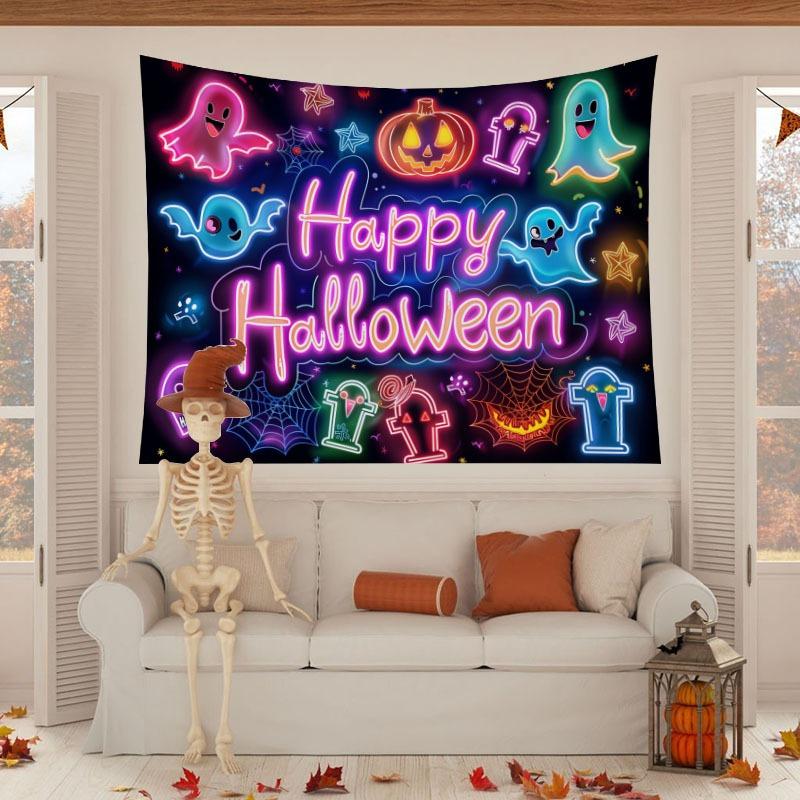 Хэллоуин украшение для вечеринки дома гобелен фон ткань кроваво-красный отпечаток руки клоун ужас тыквенная голова атмосфера гобелен