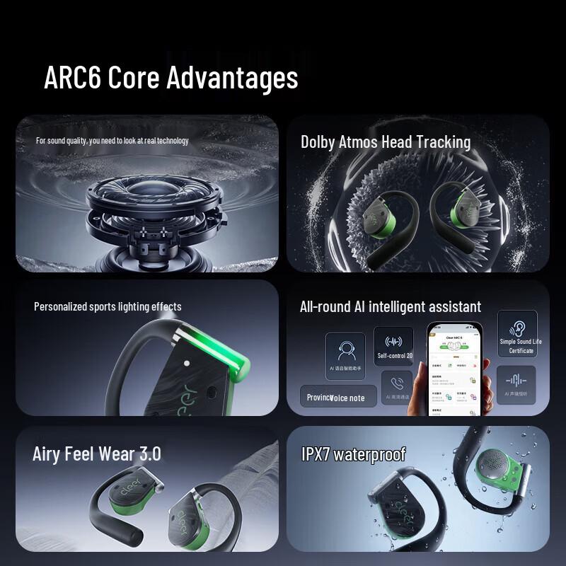 Cleer ARC6 Открытые спортивные Bluetooth-наушники с ИИ