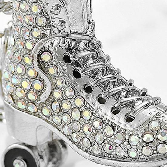 Creative Ice Skates Pendant Keychain Sparkling Rhinestones Inlaid Car Keyring Backpack Bag Charm Keychain