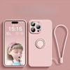 Мягкий силиконовый чехол для iPhone 16 15 Plus 13 12 Mini 14 11 Pro Max XS XR с кольцом-держателем и магнитным ремешком на запястье, защитный чехол