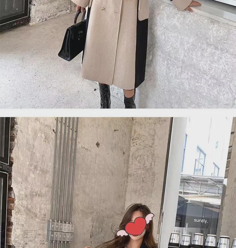 Модное женское шерстяное пальто средней длины - осень/зима 2024 г., облегающий крой, универсальная модель, идеально подходит для весны и осени.