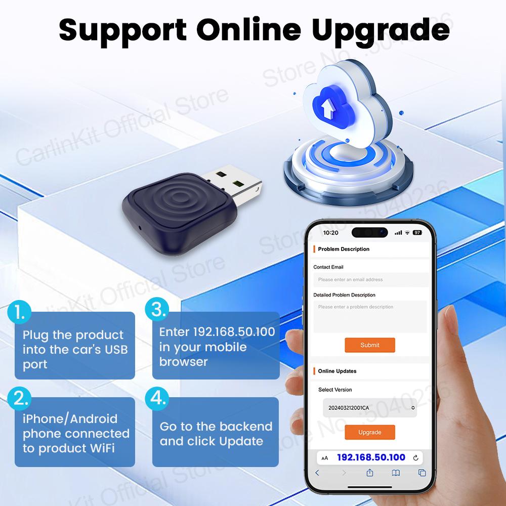 Беспроводной адаптер Carlinkit для Carplay Мини Ультра Android Auto Коробка USB Plug and Play Бесшовное подключение для штатного автомобиля Проводное к беспроводному