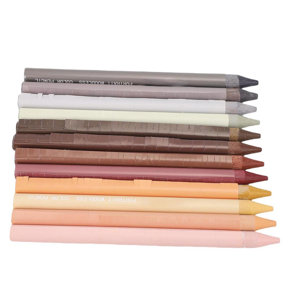 12Pcs Woodless Pencils Colored Pencil Set 12 Colors Adult Student Painting Supplies Portrait Color