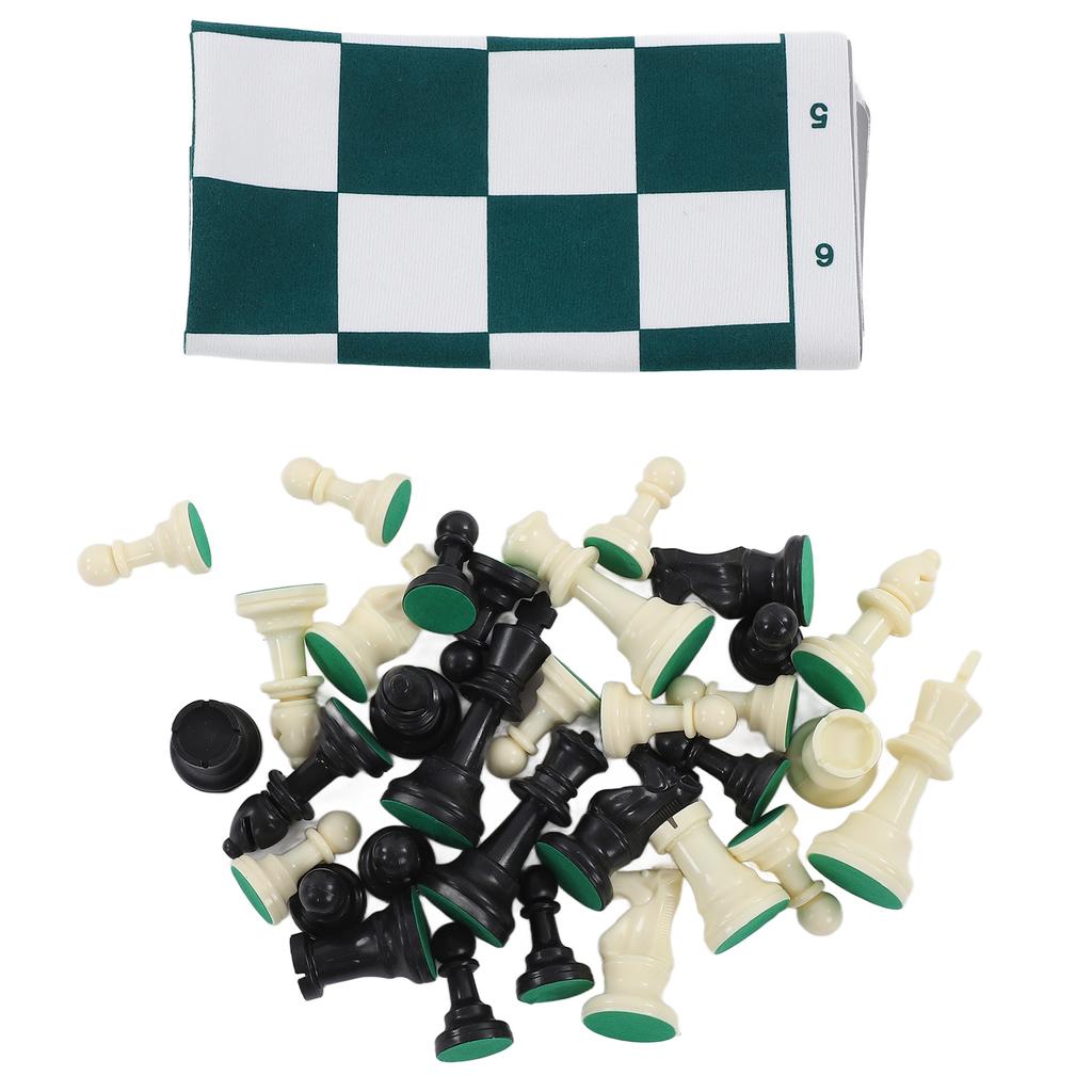 Chess Set Plastic Chess Board Set Desktop Game with 50x50cm Artificial Leather Board for Party