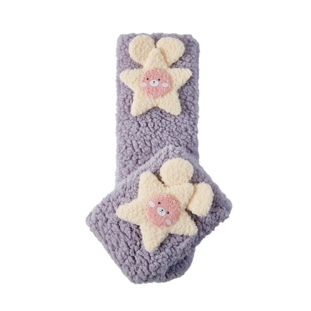 Cartoon Floor Stockings Women Mid-Calf Coral Fleece Socks Funny Furry Plush Sock  Winter