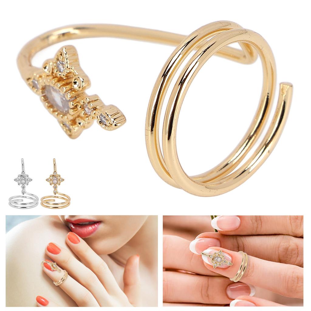 Women Finger Nail  Electroplated Copper Fashionable Fingernail Rings Nail Art Accessory