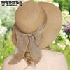 Женские летние широкополые универсальные солнцезащитные шляпы-ведра для улицы, простые элегантные повседневные дышащие шляпы-банты от солнца