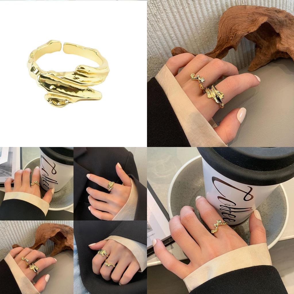 Элегантное кольцо в корейском стиле S925 с открытым регулируемым размером для женщин с уникальным геометрическим дизайном