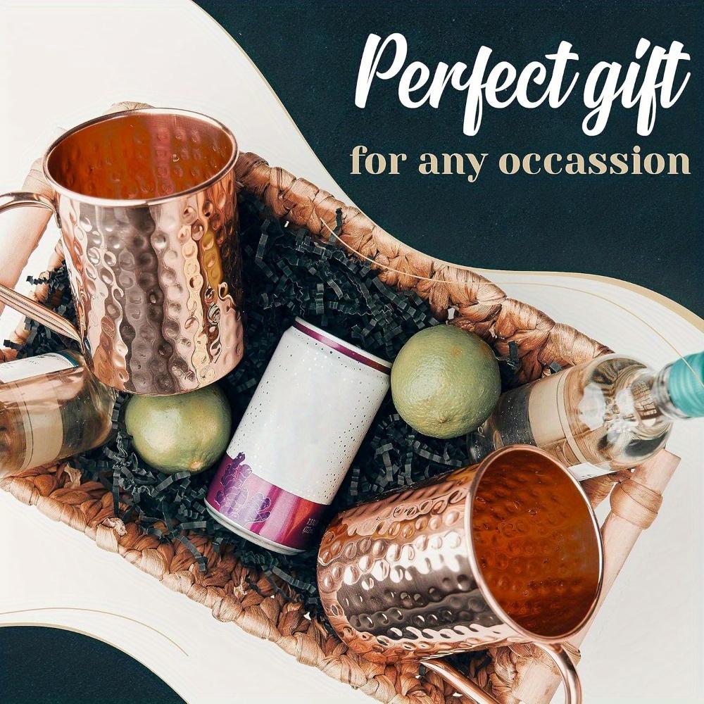 1pc Moscow Mule Mugs Mugs Hand Hammered Finish Riveited Handle Metal Rolled Edge Copper-plated Hammered Cup Cocktail Mug