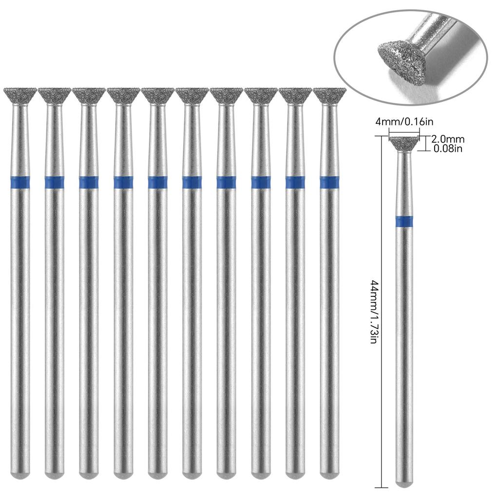 10 шт., алмазные фрезы, набор сверл для ногтей, аксессуары для маникюра, педикюра, электрическая машина, кисточка для ногтей, инструменты для заусенцев