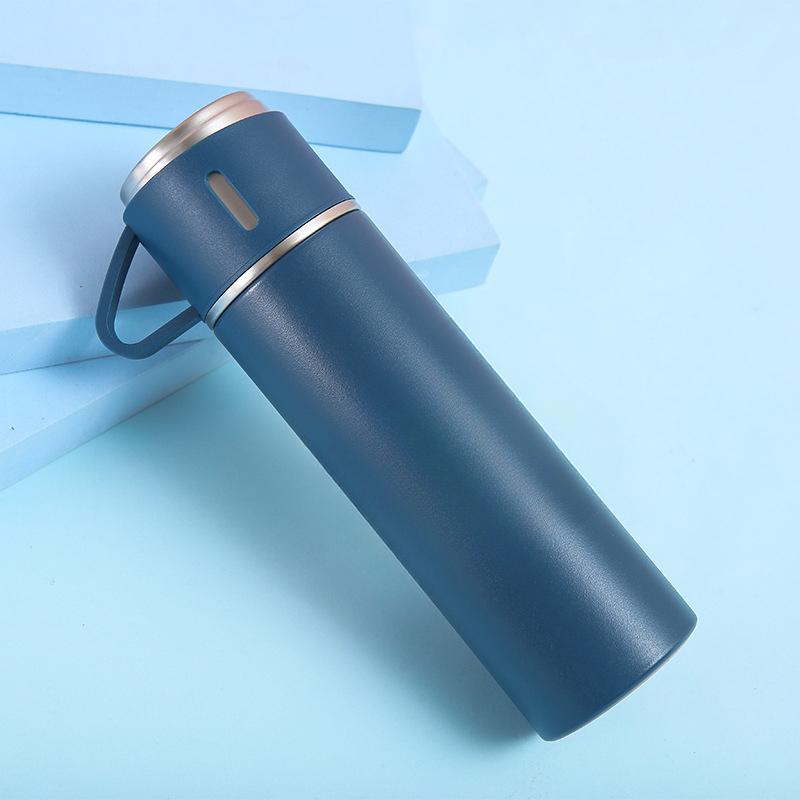 Набор кружек портативный с одной крышкой, однотонная кружка двойного назначения из нержавеющей стали, деловой вакуумный набор прямых чашек