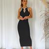 Women Sleeveless Sexy Hollow Out Halter Slim Fit Occasion One Piece Dress