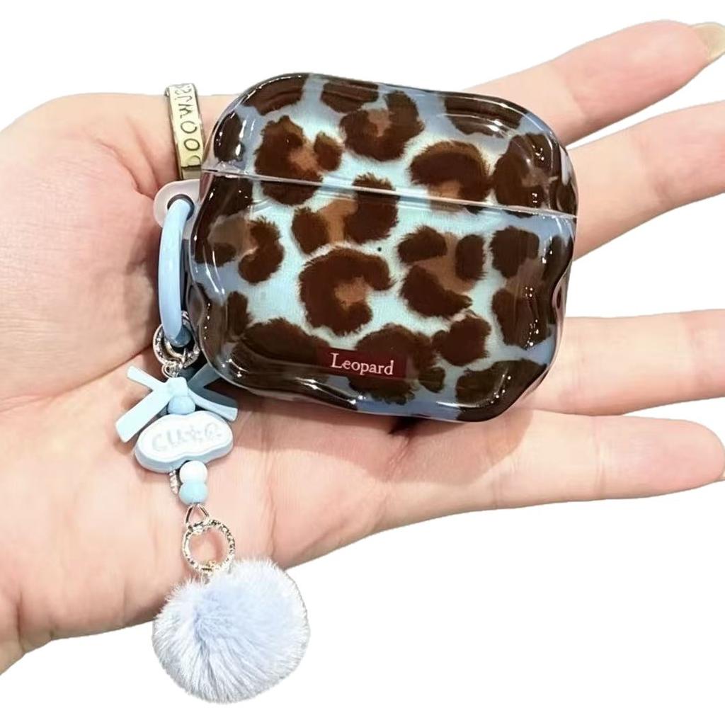 Европейский и американский стиль полупрозрачный сине-коричневый леопардовый принт для чехла наушников Apple AirPods 1, защитный чехол для AirPods pro1